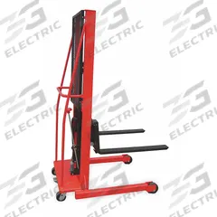 DAYTON Stacker: 1,000 lb, 30 in L x 3 in W Fork, 47 in L x 32 in W x 80 in H Overall Dim, Adj (MPN 2MPT9). Key specifications — Width Across Forks: 6 in to 24-3/8 in; Brand: DAYTON.