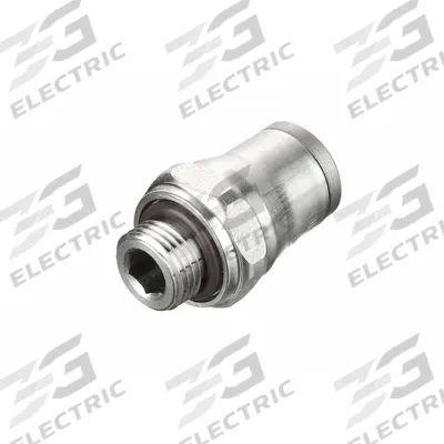 LEGRIS Push-Fit Adapter Fitting: 1/4 mm Pipe x 12 mm OD Size, BSPP x Push-to-Connect - Stainless Steel Tube Fittings