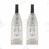 EATON TRIPP LITE Ethernet Cable: Unshielded, Cat 6, 0.7 ft Overall Lg, PVC, Round, 1, 28 AWG, Black (MPN N201-S8N-BK). Key specifications — End 1 Connection Type: RJ45; End 2 Connection Type: RJ45; Fire Rating: Not Rated; Jacket Material: PVC; NEC Article and Type: CM; Standards: UKCA; End 1 Connector Orientation: Straight; End 2 Connector Orientation: Straight.