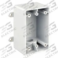 CANTEX Electrical Box: PVC, Rectangular, 1 Gangs, 3/4 in Hub Size, 22.5 cu in Capacity, Gray (MPN 5133364). Key specifications — Color: Gray; Brand: CANTEX.