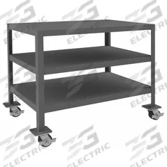 DURHAM MFG Work Table: Fixed Ht, Steel, 36 in x 24 in, 2,000 lb Overall Load Capacity (MPN MTM243630-2K395). Key specifications — Unit Type: Not Expandable or Modular; Assembly: Fully Assembled; Wheel Material: Phenolic; Frame Material Finish: Powder Coated; Mobility: Casters; Height Adjustability: Fixed Height; Included Components: Vice Support Shelf; Caster Type: (4) Swivel Locking.