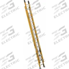 DEWALT Extension Ladder: 28 ft Ladder Size, Fiberglass, 375 lb Load Capacity, 68 lb Wt, 2 Sections (MPN DXL3420-28PG). Key specifications — Color: Yellow; Brand: DEWALT; Included Features: Mar-Resistant End Caps; Removable Fly: Fixed.