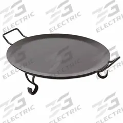 AMERICAN METALCRAFT Round Griddle: Round, 18 in Overall Dia, 4 1/4 in Overall Ht, Wrought Iron (MPN GS18). Key specifications — Manufacturer Part Number: GS18; Material: Wrought Iron; Shape: Round; Product Type: Griddle with Stand; Brand: AMERICAN METALCRAFT; NSF Certified: No; Color: Black.