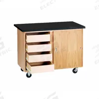 Table with Drawers: 28 in Overall Wd, 36 in Overall Ht, 4 ft Overall Lg, Laminate, Beige, Wood, Oak (MPN 4222KF). Key specifications — Brand: DIVERSIFIED SPACES; Caster Type: Swivel; Countertop Material: Laminate.