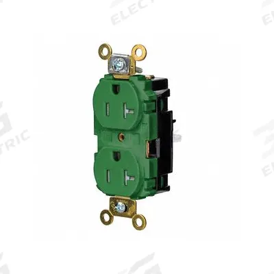 HUBBELL Receptacle: Duplex, 5-20, Green, 125V AC, 20 A, 2 Pole / 3 Wire (MPN HBL5362STGNTR) - General Purpose Receptacles