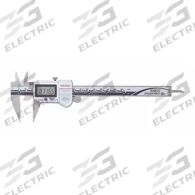 MITUTOYO Narrow Tip Jaw Digital Caliper: 0 in to 6 in /0 mm to 150 mm, Cabled - Digital Calipers with Nib-Style & Pointed Jaws for Small Grooves & Recesses