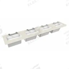 BRADLEY Wash Station: OmniDeck, Pebble Beach, Terreon®, Sensor, 126 in Overall Lg, 26 in Overall Wd (MPN S93-765). Key specifications — Series: OmniDeck; Includes: Soap Dispenser; Color: Pebble Beach; Brand: BRADLEY; Sink Type: Wash Station; Material: Terreon®; Sink Material: Polymer Resin.