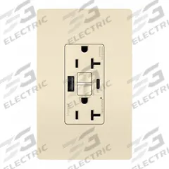 USB Receptacle: Duplex, 5-20R, 2 USB Ports, USB Type A/C, Light Almond, 125V AC, 20 A, GFCI (MPN 2097TRUSBACLA). Key specifications — Brand: LEGRAND.