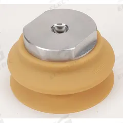 SMC Vacuum Pad Assembly: Bellows, M16x1.50, 100 mm Pad Dia, Urethane Rubber, Brown, 50A (MPN ZPT100HBU-B16). Key specifications — attr1019101: ZPT100HBU-B16; attr1019103: SMC; attr1019107: 50A.