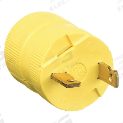 HUBBELL Straight Blade Plug: 2-20P, 250V AC, 20 A, 2 Pole, 2 Blade, Yellow (MPN HBL9758VY) - Hinged Plugs