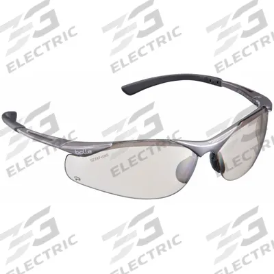 BOLLE SAFETY Safety Glasses: Amber Lens, Half-Frame, Platinum, Black Frame - Padded Comfort-Fit Safety Glasses