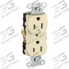 HUBBELL Receptacle: Duplex, 5-15, Ivory, 125V AC, 15 A, 2 Pole / 3 Wire (MPN CR15I)