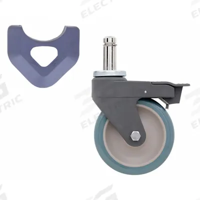 METRO Swivel/Brake Stem Caster: 5 in Caster Wheel Dia, Swivel with Brake, Polyurethane - Casters for Metro Plastic Shelving