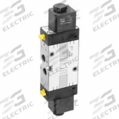AVENTICS Solenoid Air Control Valve: Five-Way / Three-Position, Female 1/4 in NPT, 1/4 in NPT, Spool (MPN R432016587). Key specifications — attr1078830: Die Cast Zinc; attr1078874: Solenoid Return; attr1078854: Normally Open/Normally Closed.