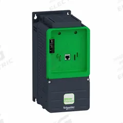 SCHNEIDER Variable Frequency Drive: In Phase Three, Out Phase Three, 3 hp, No Bypass, Programmable (MPN ATV630U22N4ZU). Key specifications — Style: Compact; Color: Black/Green; Output Phase: Three.