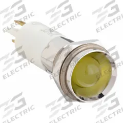 APPROVED VENDOR Protruding Panel Light: 12 mm Panel Mounting Hole Dia, LED, Yellow, Protruding Head (MPN 24M122). Key specifications — Brand: APPROVED VENDOR; Electrical Connection: 0.11 Male Quick Disconnect.