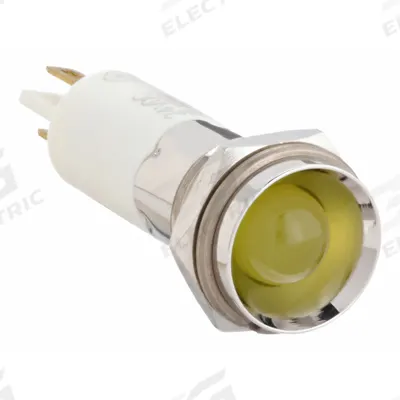 APPROVED VENDOR Protruding Panel Light: 12 mm Panel Mounting Hole Dia, LED, Yellow - LED Indicator Pilot Lights