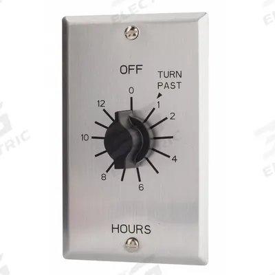 TORK Spring-Wound Timer: 12 hr Max, 1 hr Min, DPST, 125V AC, Wall Plate Included - Spring-Wound Mechanical Timers with Wall Plates