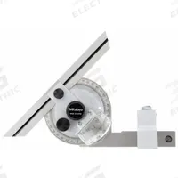 MITUTOYO Bevel Protractor: 6 in Blade Lg, 0°to 360°, 1° Graduations, +/-5 min Accuracy, 12 in (MPN 187-904-10). Key specifications — attr1182193: Stainless Steel; attr1182194: +/-5 min; attr1182195: 6 in; attr1182198: 1°; attr1182218: MITUTOYO.