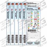 DISASTER MANAGEMENT SYSTEMS Evacuation Tag: Multi-Color, 8 1/2 in Overall Wd, Synthetic Paper, 20 PK (MPN DMS-05505). Key specifications — Brand: DISASTER MANAGEMENT SYSTEMS; Color: Multi-Color; Product Type: Evacuation Tag; Material: Synthetic Paper.