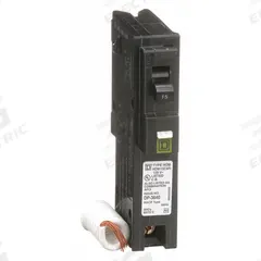 SQUARE D Miniature Circuit Breaker: 15 A, 120V AC, Single Phase, 10kA at 120V AC, 1 Poles (MPN HOM115CAFI). Key specifications — Phase: Single; Amps: 15 A; AC Voltage Rating: 120V AC; Max. AIR Rating: 10kA at 120V AC; For Use With: Homeline Load Center; Brand: SQUARE D.