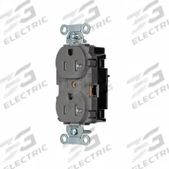 HUBBELL Receptacle: Duplex, 5-20, Gray, 125V AC, 20 A, 2 Pole / 3 Wire (MPN BR20STGYTR)