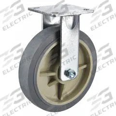 APPROVED VENDOR Plate Caster: Rigid, No Brake, Rubber, 8 in Wheel Dia, 2 in Wheel Wd, Slot, Roller (MPN P21R-PRP080R-14-H10). Key specifications — Wheel Bearing Type: Roller; Wheel/Tread Color: Gray; Brand: APPROVED VENDOR; Caster Type: Rigid.