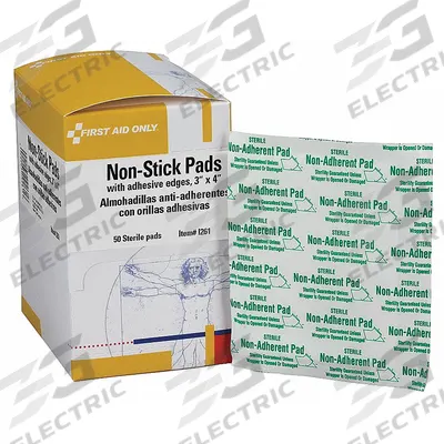 FIRST AID ONLY Nonstick Pad: 4 in Dressing Lg, 3 in Dressing Wd, Cotton, Sterile - Non-Adherent Pads
