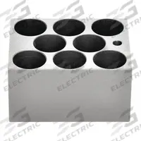 OHAUS Modular Block: Anodized Aluminum, 3 in Overall Wd, 3 3/4 in Overall Lg, 8 Wells, 45 mm Well Dp (MPN 30400188). Key specifications — Product Type: Dry Bath Block; Includes Thermometer Well: Yes; Material: Anodized Aluminum; Brand: OHAUS.
