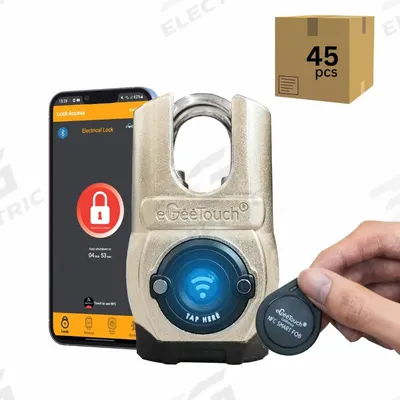 EGEETOUCH Bluetooth Padlock: Silver, Zinc Die-Cast - Standard Shackle Bluetooth Padlocks