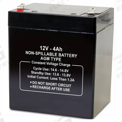 APPROVED VENDOR Sealed Lead Acid Battery: 12V DC, 4 Ah Capacity, 4 in Ht, 3.54 in Wd - AGM Sealed Lead Acid Batteries