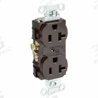 HUBBELL Receptacle: Duplex, 5-20, Brown, 125V AC, 20 A, 2 Pole / 3 Wire (MPN CR20)