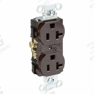 HUBBELL Receptacle: Duplex, 5-20, Brown, 125V AC, 20 A, 2 Pole / 3 Wire (MPN CR20) - General Purpose Receptacles