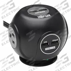 TRIPP LITE Outlet Strip: 3 Outlets, 8 ft Cord Lg, 540 J Rated Energy, 4.8 A Current, UL 1363/UL 1449 (MPN TLP38UAM). Key specifications — Brand: TRIPP LITE; Mounting Style: Desktop.