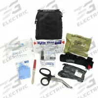ELITE FIRST AID Patrol Vehicle Trauma Kit: Plastic Bag, 1 People Served, 11 Components, 3 Pockets (MPN FA144B-PRO-GR). Key specifications — Brand: ELITE FIRST AID; Wound Dressings Included: Combat Gauze with QuikClot; Housing Material: Nylon.