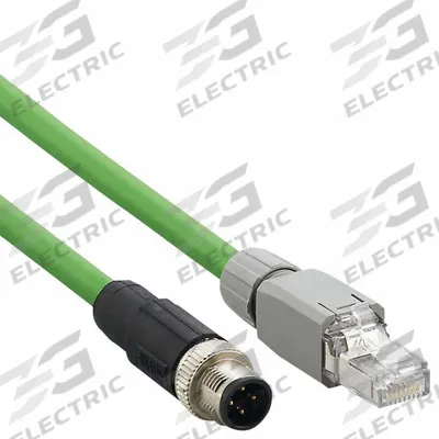 IFM Ethernet Cable: Cat5e, M12 Male Straight x RJ45 Male Straight, 5 m Lg, PVC - M12 Connector to RJ45 Connector Cordsets