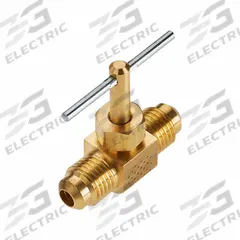 PARKER Needle Valve: Inline Valve Body, Brass, Screw-In Bonnet, 1/4 in Pipe Size, Flare x Flare, Tee (MPN NV102F-4). Key specifications — For Media: Water; Standards: ISO 14001; Brand: PARKER; Valve Series: NV; Connection Gender - Side 2: Male; Connection Gender - Side 1: Male; Connection Type - Side 1: Flare; Connection Type - Side 2: Flare.