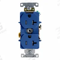 LEVITON Tamper-Resistant Duplex Receptacle: Duplex, 5-20, Blue, 125V AC, 20 A, 2 Pole / 3 Wire (MPN T5362-BU)