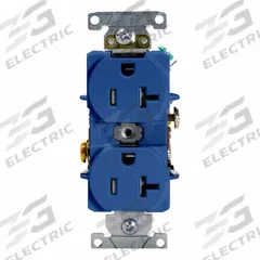 LEVITON Tamper-Resistant Duplex Receptacle: Duplex, 5-20, Blue, 125V AC, 20 A, 2 Pole / 3 Wire (MPN T5362-BU)