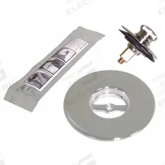 WATCO Drain Stopper: Brass, Chrome-Plated, 2 7/8 in Overall Dia, Lift and Turn (MPN 48300-CP). Key specifications — Color: Silver; Includes: Strainer Body; Material: Brass.