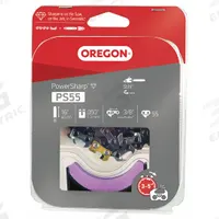 OREGON Chain With Sharpening Stone: 16 in Compatible Bar Lg, 3/8 in, 0.5 in Gauge, 55 Links (MPN PS55). Key specifications — Brand: OREGON; Compatible Chain Saw Manufacturer: Oregon; Pitch: 3/8 in.
