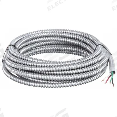 SOUTHWIRE Metal Clad Armored Cable: 14 AWG, 3 Conductors, Copper, 25 ft, Aluminum - Standard Metal-Clad Cables