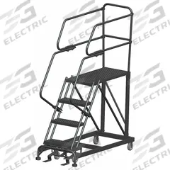 BALLYMORE Mobile Work Platform: 3.3 ft Platform Ht - Max, 24 in x 48 in, Steel, 800 lb Load Capacity (MPN SEP4-2448). Key specifications — Folding: Not Foldable; Mobility: Rolling; Brand: BALLYMORE; Color: Gray; Height Adjustability: Fixed Height; Includes Handrails: Handrails Included; Locking Mechanism: Foot-Activated Step Lock; Handrails: Includes Handrails.