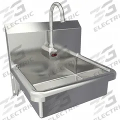 SANI-LAV Hands-Free Sink: 1 Stations, 6 in Bowl Dp, 16 in Bowl Lg, 12 1/2 in Bowl Wd, 1 Faucet Holes (MPN 608B). Key specifications — Includes Side Splash: Side Splash Not Included; Series: Stainless Steel Hand Wash Sink; Brand: SANI-LAV; Power Source: Battery Powered.