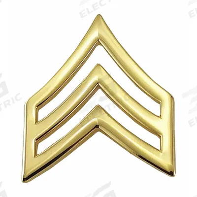 HEROS PRIDE Metal Rank Insignia: SGT. Chevron, 3/4 in, Gold, Metal, Clutch Pin, Rank Insignia - Metallic Insignia