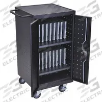 LUXOR Technology Charging Station: Laptops, Black, 39 3/4 in Overall Ht, 25 in Overall Wd, 2 Shelves (MPN LLTP18-B). Key specifications — attr992031: Laptops; attr992042: Included; attr992021: LUXOR; attr992025: Black.