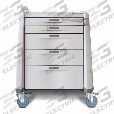 CAPSA HEALTHCARE Procedure Treatment Cart: Polymer, (1) Swivel with Brake/(3) Swivel, Cream - General Medical Supply Carts with Drawers