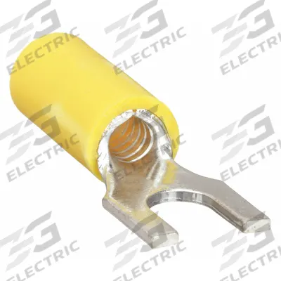 STA-KON Fork Terminals: Yellow, Vinyl, #6 Stud Size, 12 AWG – 10 AWG Wire Range - Insulated Fork Terminals