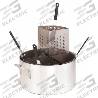 CRESTWARE Pasta Cooker: 20 qt Capacity, Aluminum, 4 mm Gauge, Riveted Handle - Pasta Cookers