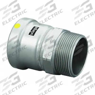 VIEGA MEGAPRESS Crimp Adapter Fitting: 3 in Pipe x 3 in Pipe Size, Press-fit x MNPT - Gas Steel Press Pipe Fittings